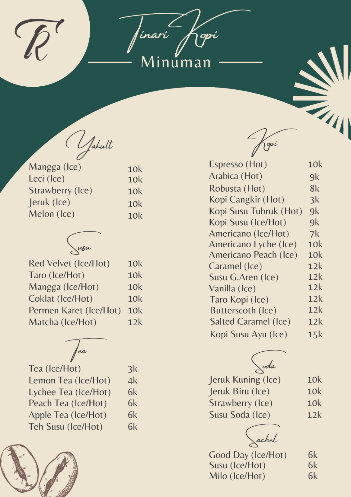 Menu Tinari Kopi